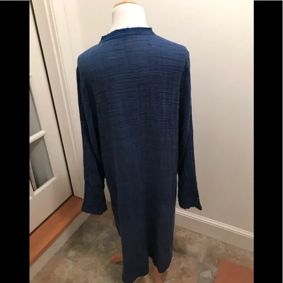 NWT Free People Shirt dress duster Blue Medium - Picture 6 of 11